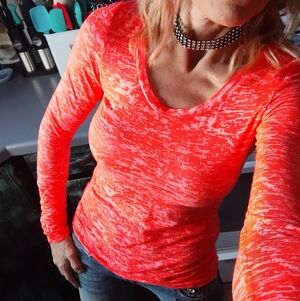 Neon Orange Long Sleeve Top